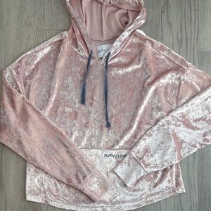 Spyder Pink Velvet Hoodie Sweatshirt Medium Drawstring Hood